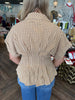 Fall Plaid Peplum Top: Tan