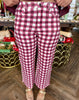 Gingham Check Pants: Burgandy