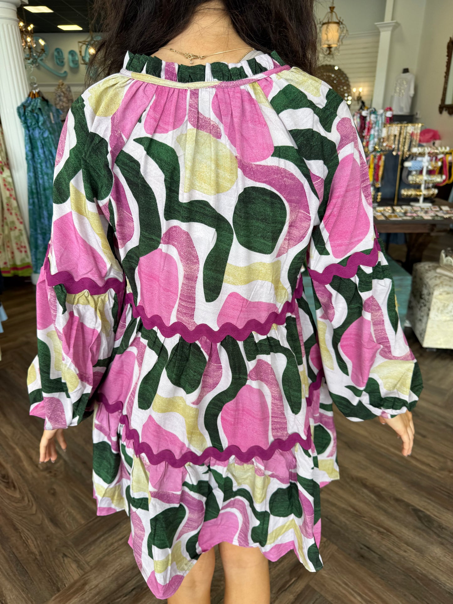 Green/Pink Watercolor Dress