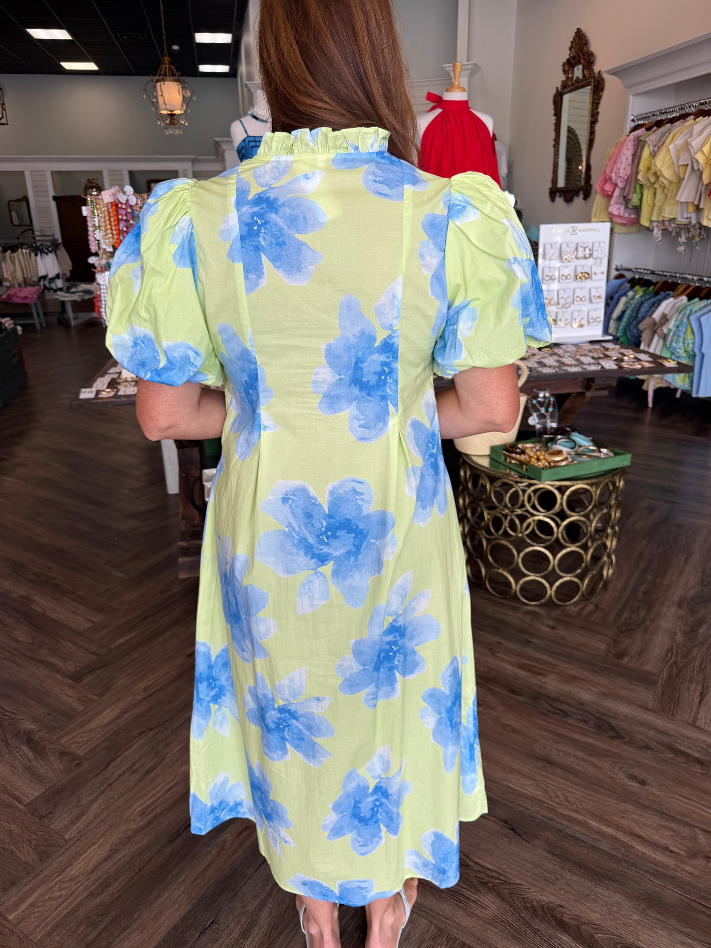 Petal Whisper Midi Dress: Lime