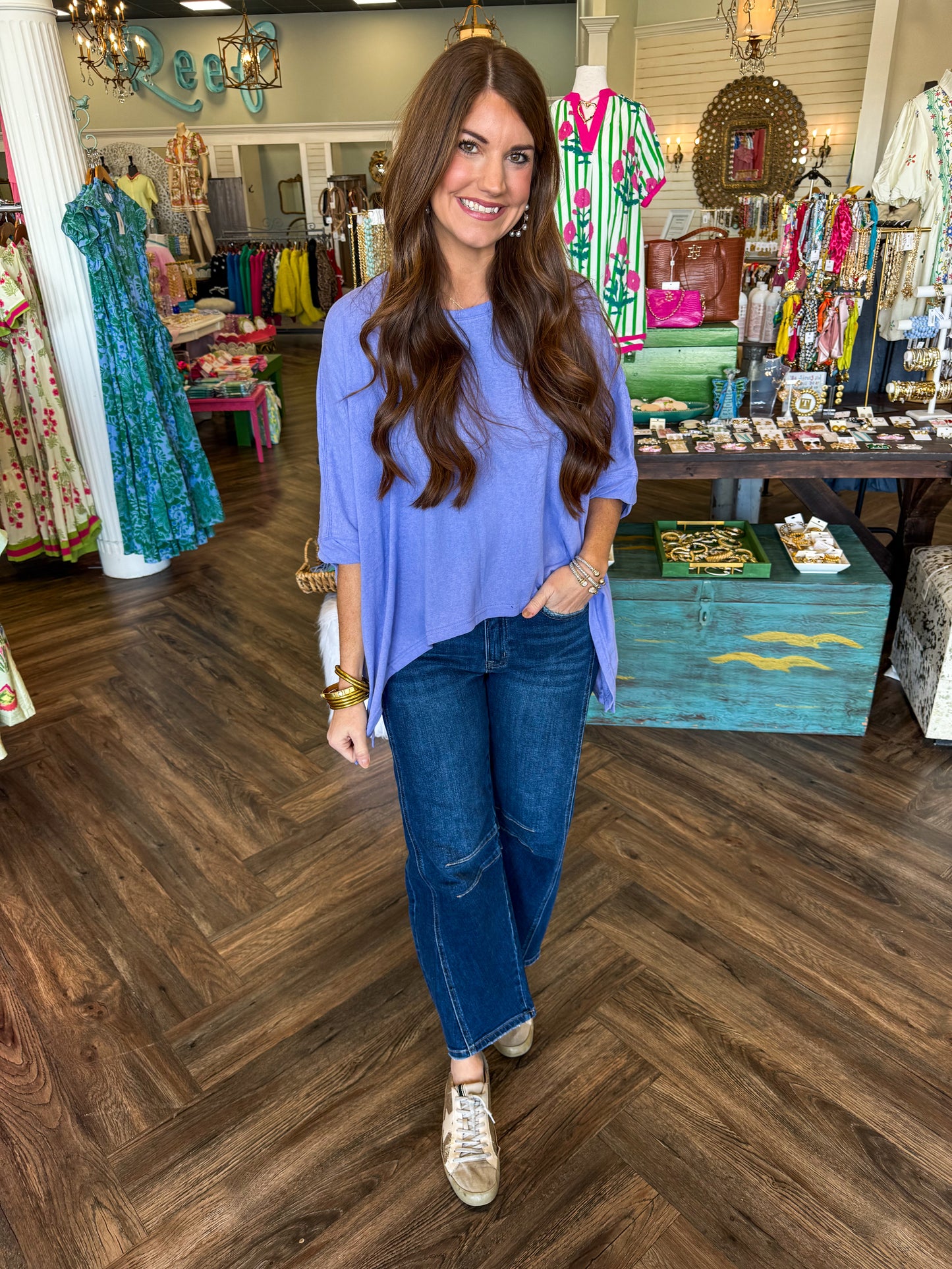 Margaret Round Neck Top: Lavender