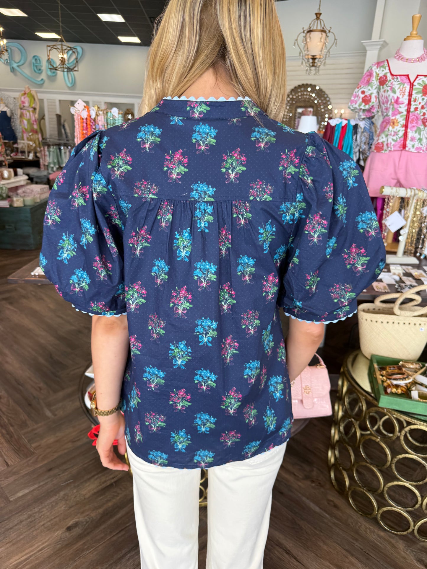 Navy Dainty Petal Top
