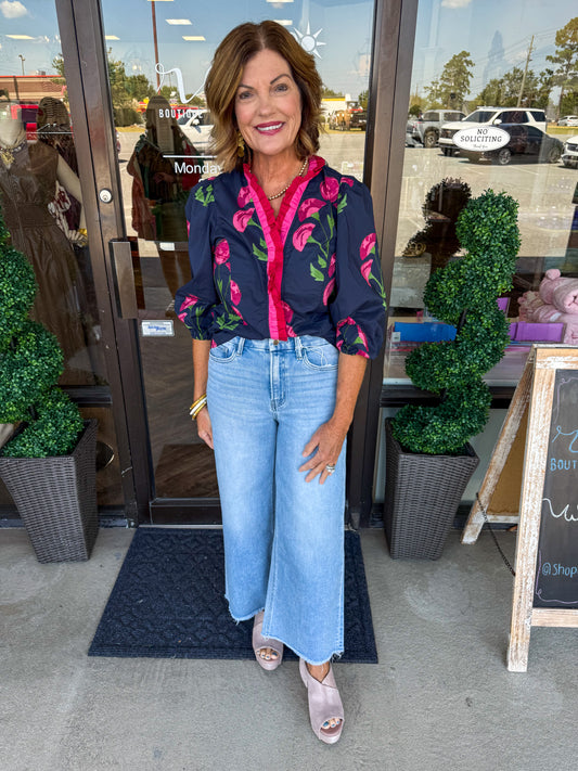 Rose Top: Navy