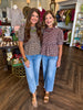 Brown Plaid Peplum Top