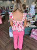 Hawaiian Flower Scallop Top