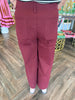 Maroon Scalloped Pocket Pants