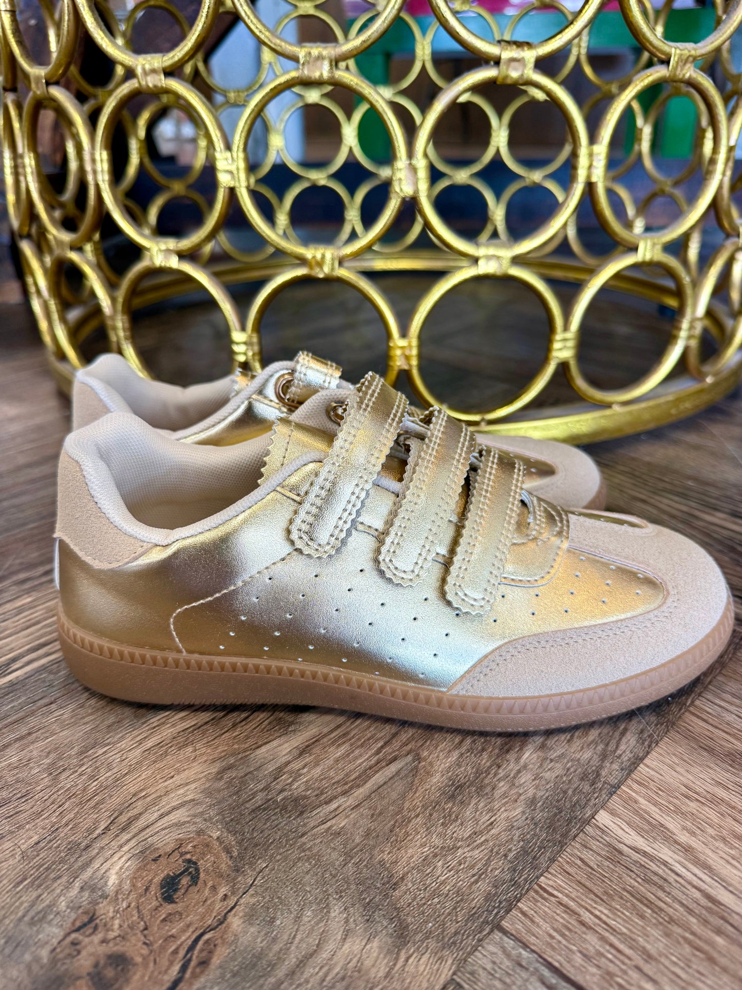 Gold Velcro Sneakers