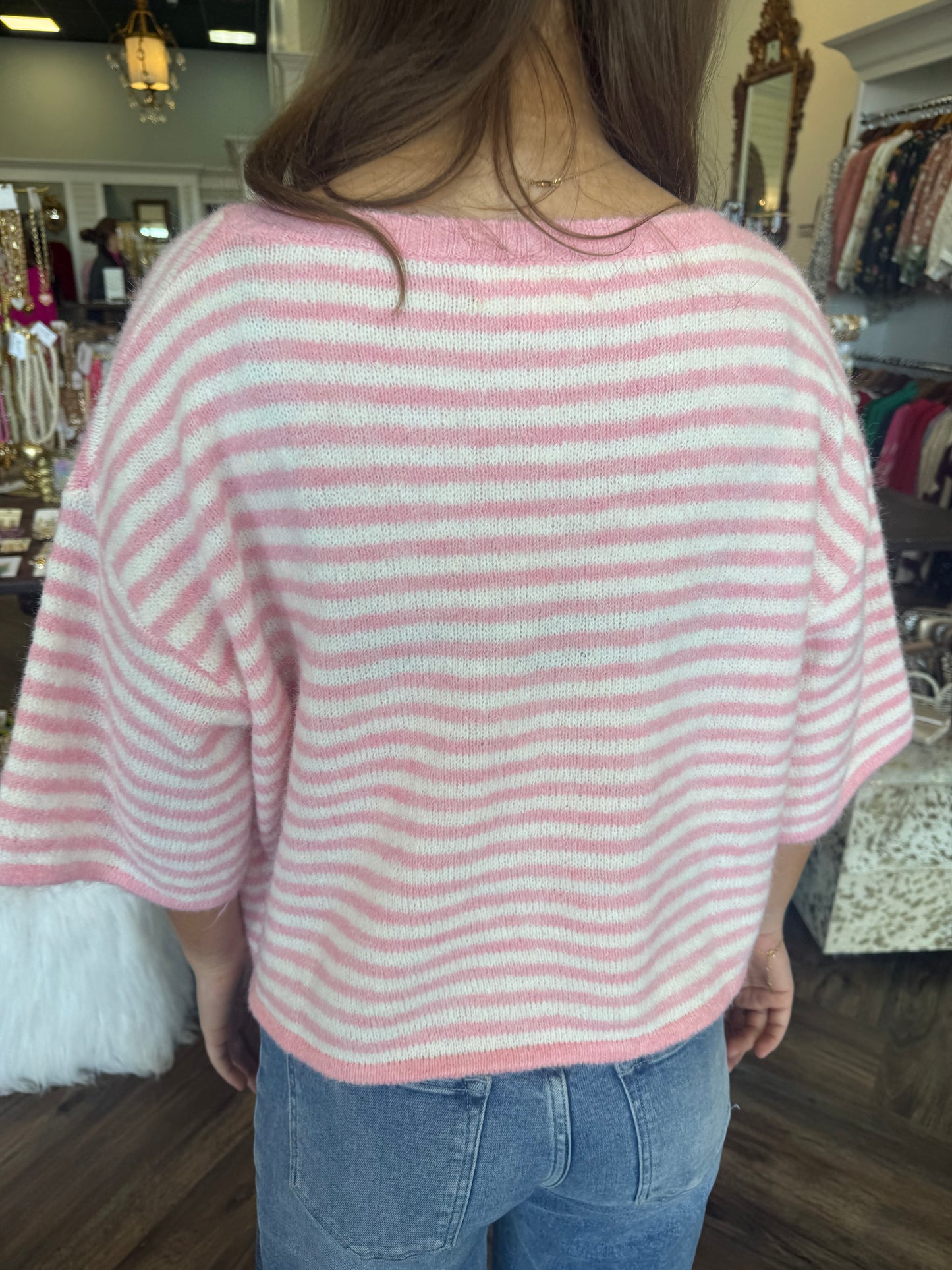 Pink Stripe Cardigan