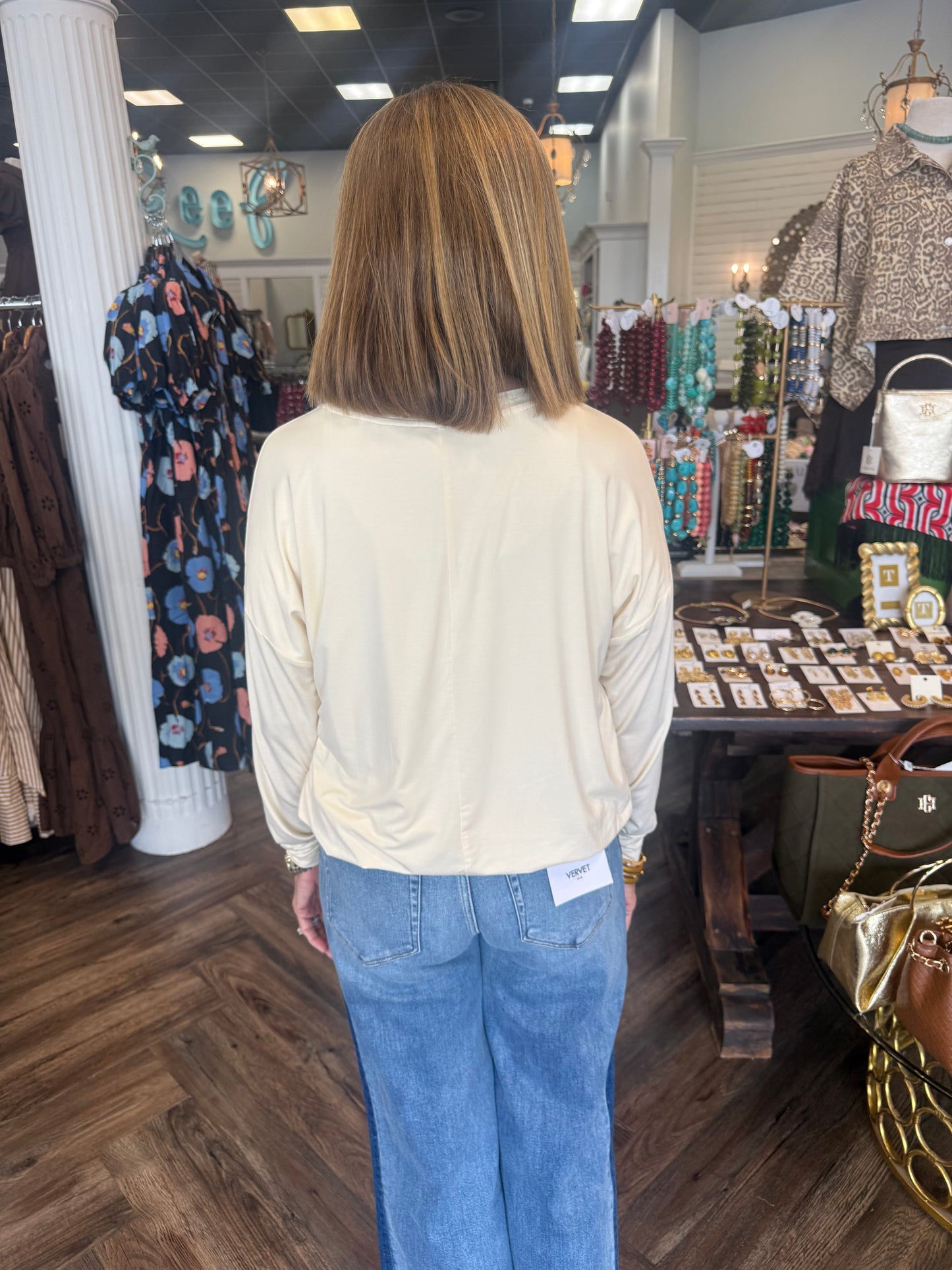 Scuba Soft Bubble Top: Cream