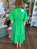 Alden Smocked Waist Midi Dress: Green