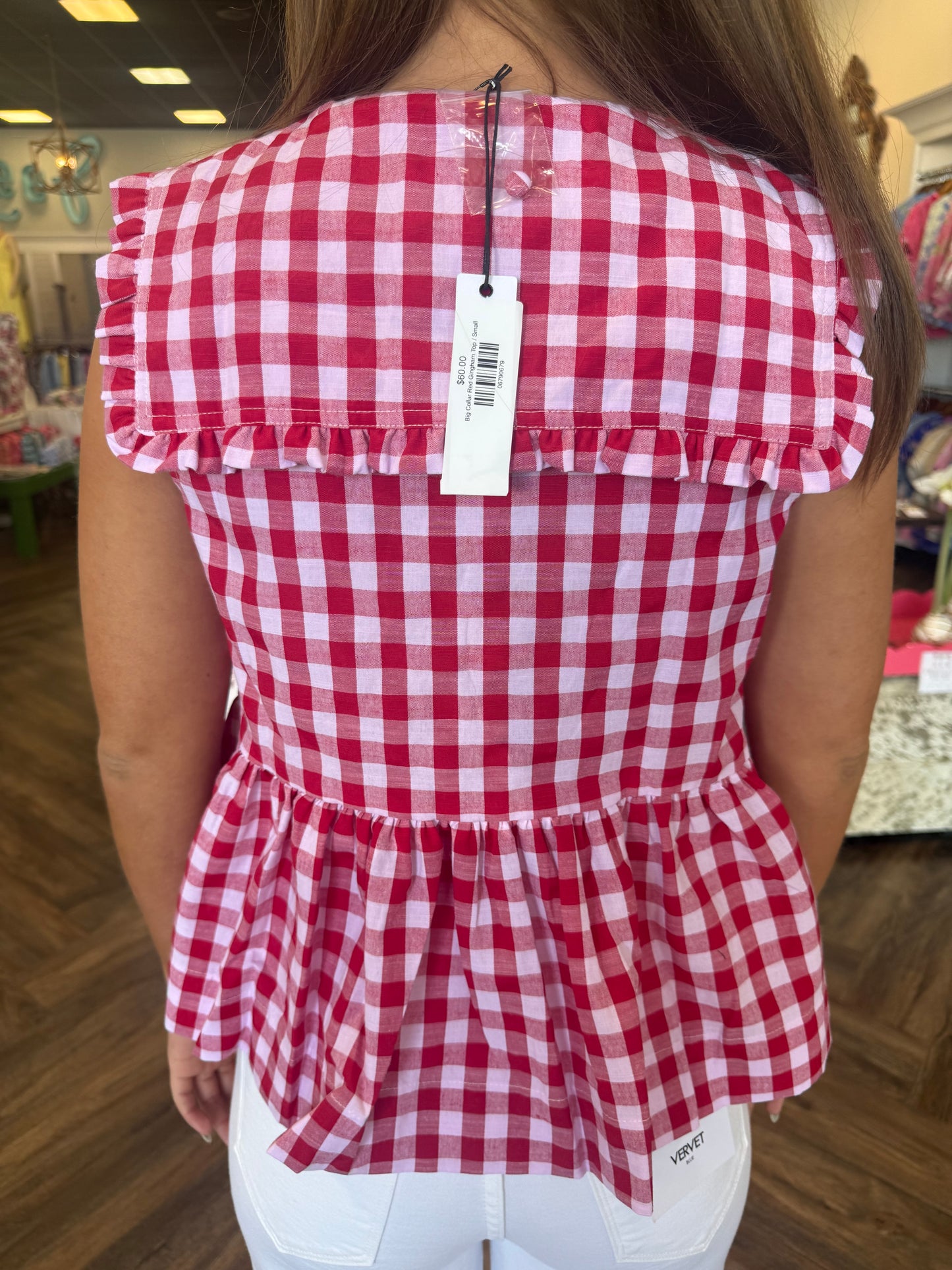 Big Collar Red Gingham Top
