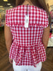 Big Collar Red Gingham Top