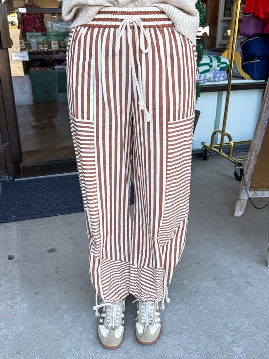 Striped Tie Pants: Brown