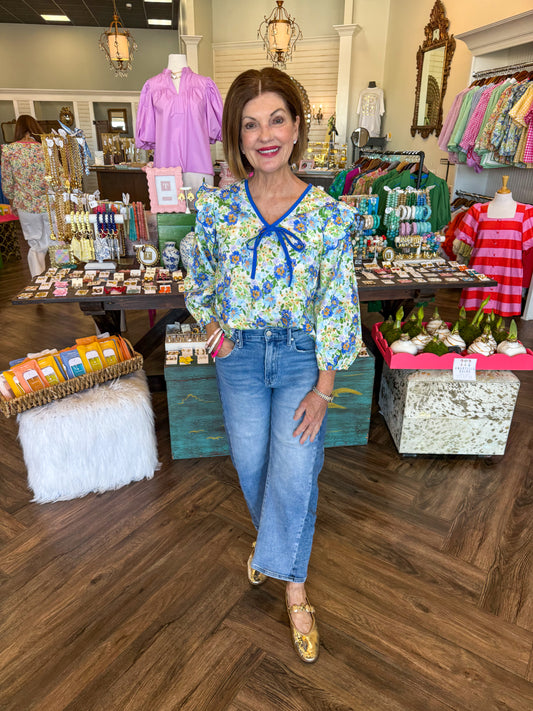 Bow Camellia Top: Royal