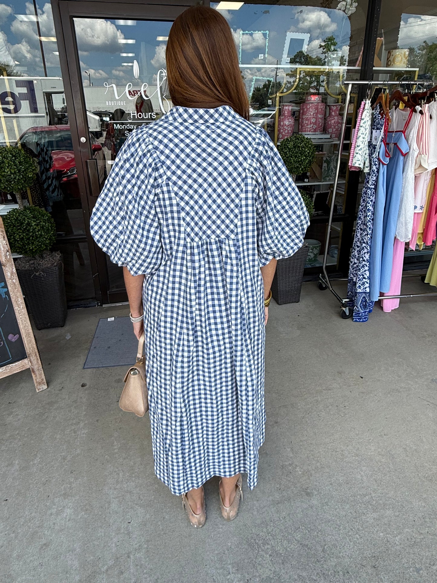 Harvest Collar Midi Dress: Blue