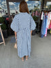 Harvest Collar Midi Dress: Blue