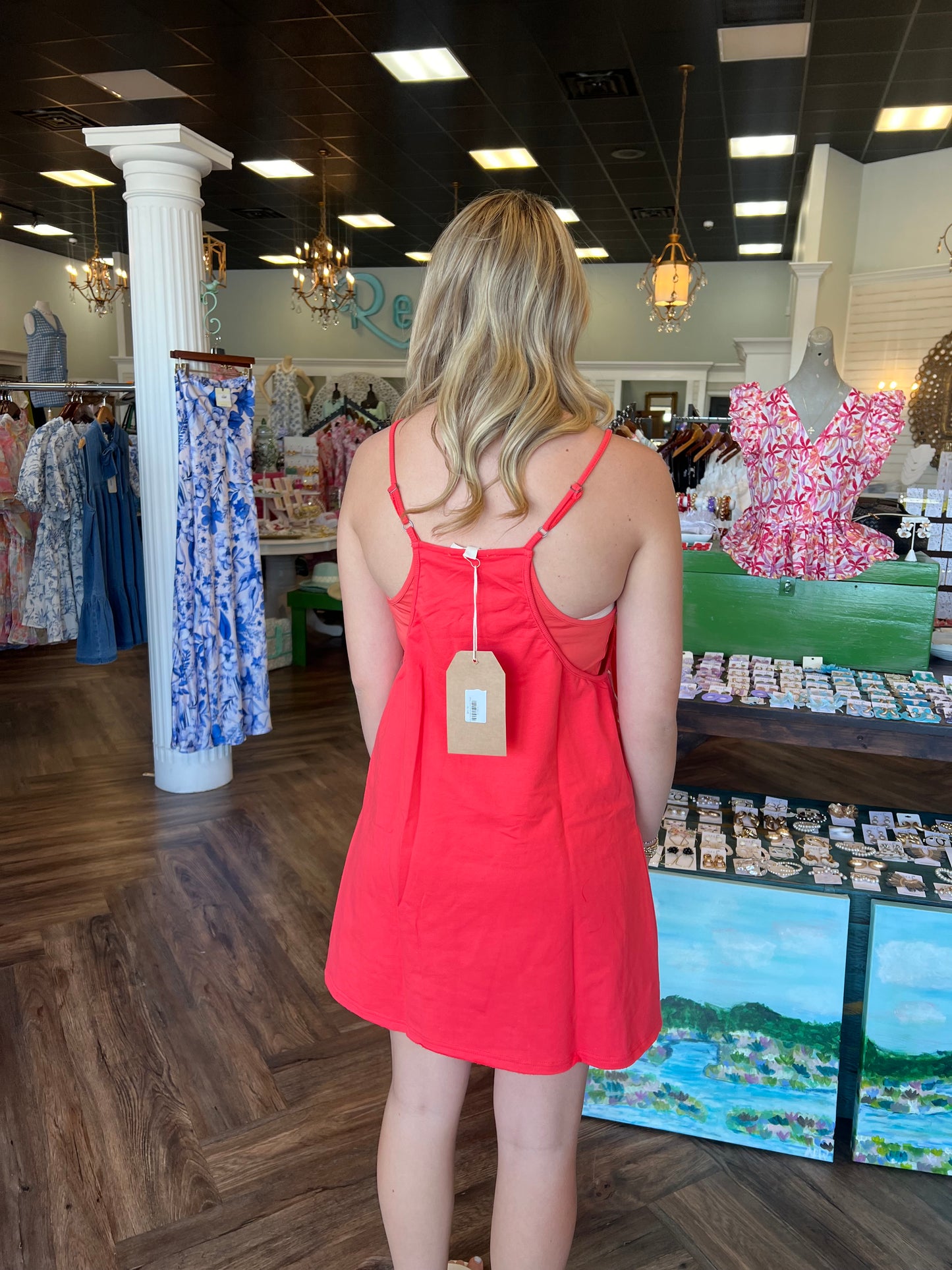 Sporty Romper Dress: Coral