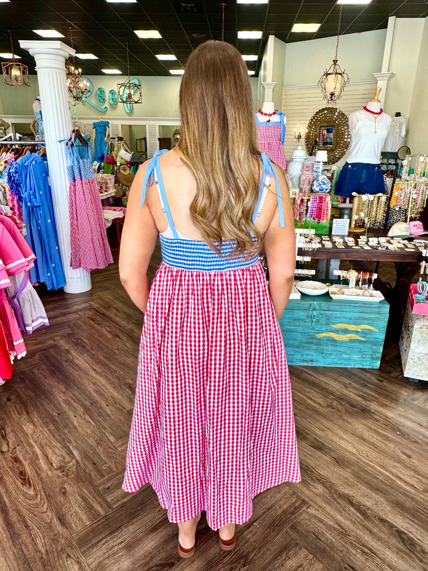 American Gingham Midi Dress