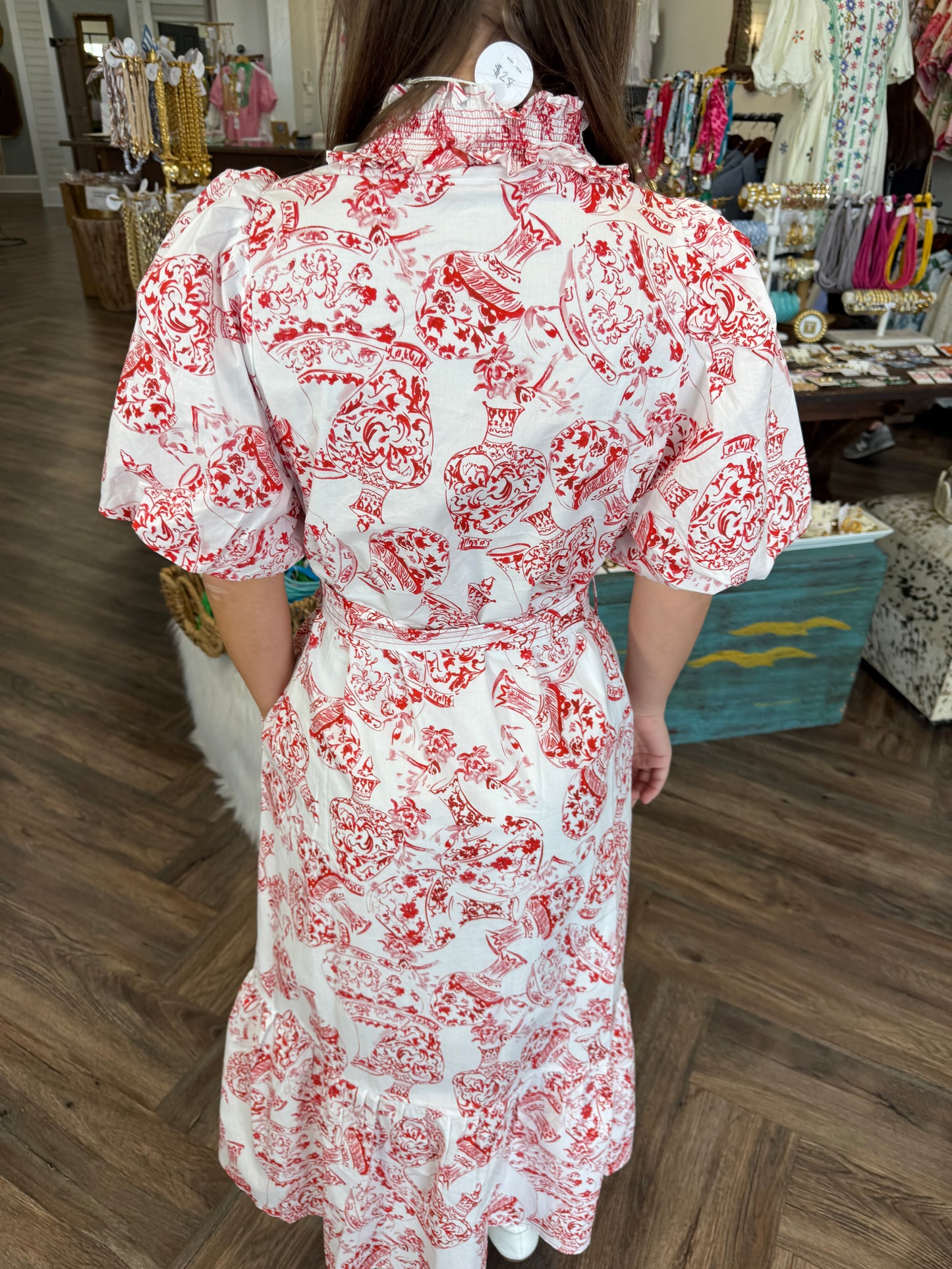 Red Ginger Jar Midi Dress