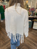 Fringe Sweater: Cream