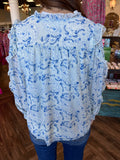 Blue and White Paisley Top