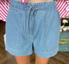 Tie Denim Washed Shorts