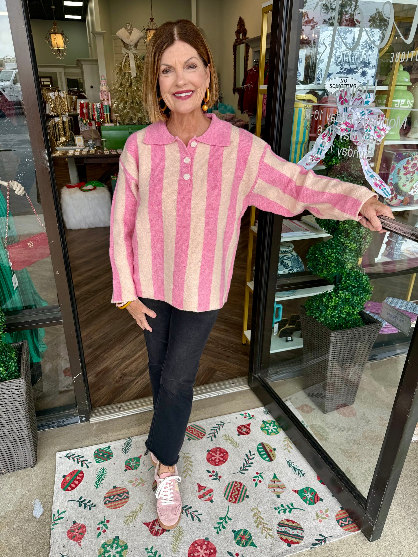 Bibi Stripe Top: Rose