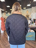 Quilted Collar Jacket: Black