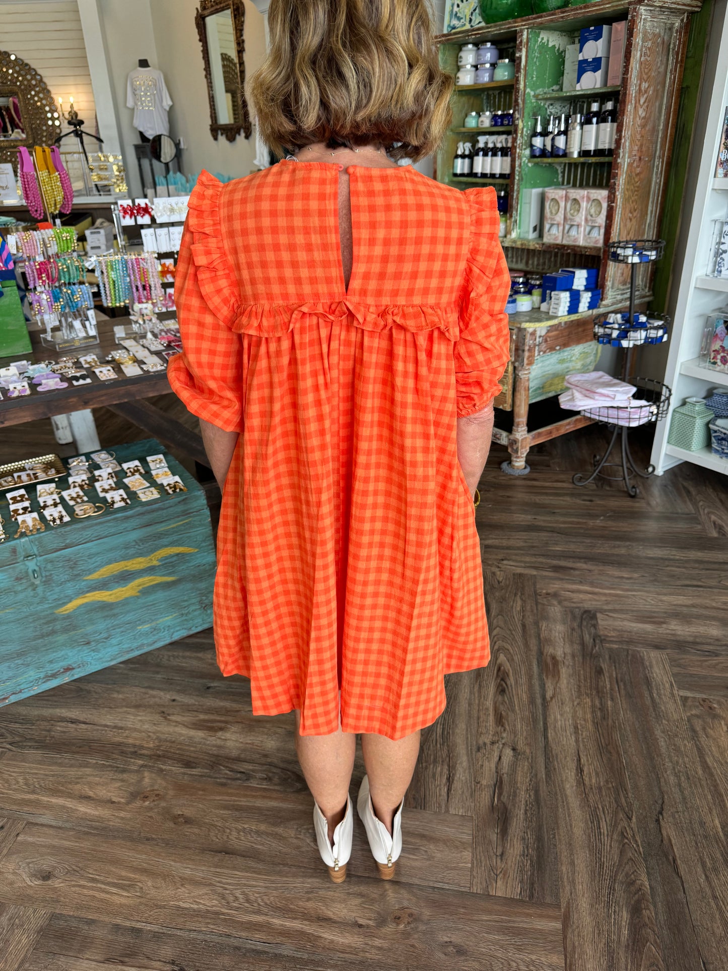 Orange Gingham Dress