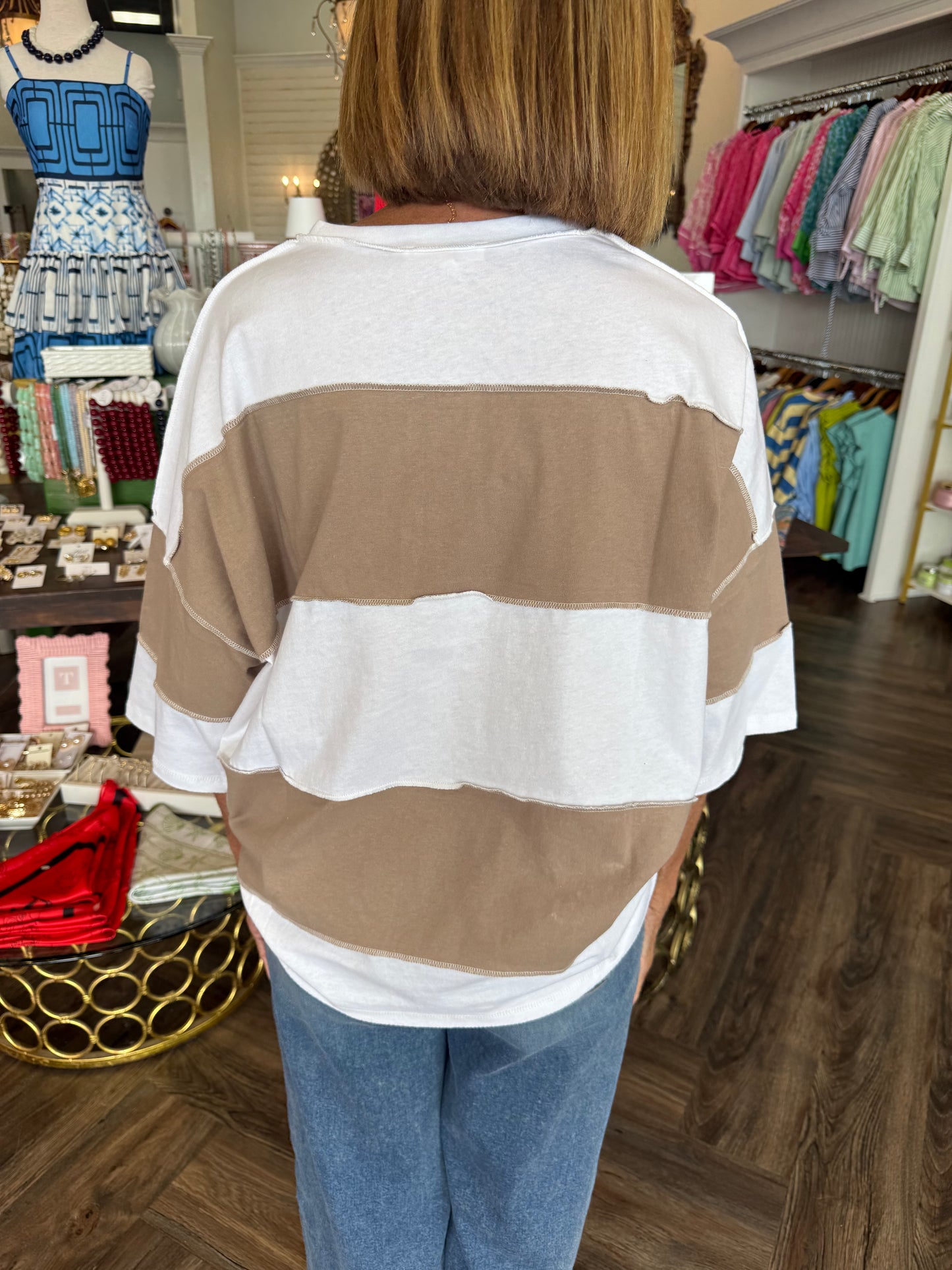 Polly Colorblock Top: Mocha
