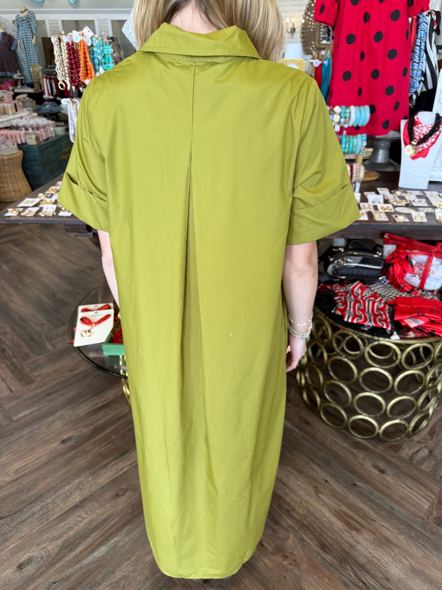 Martini Olive Button Midi Dress