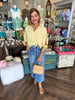Lemon Button Up Tie Sleeve Top