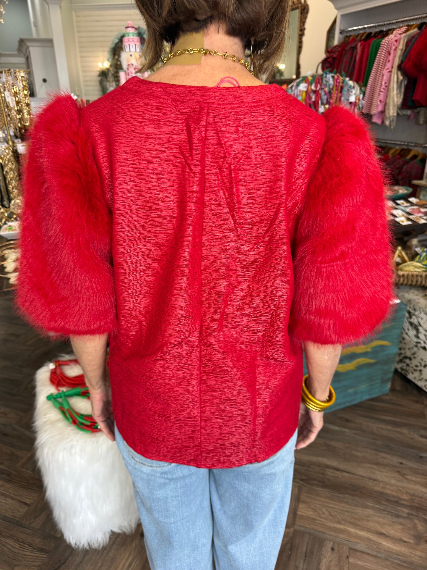 Red Fur Blouse