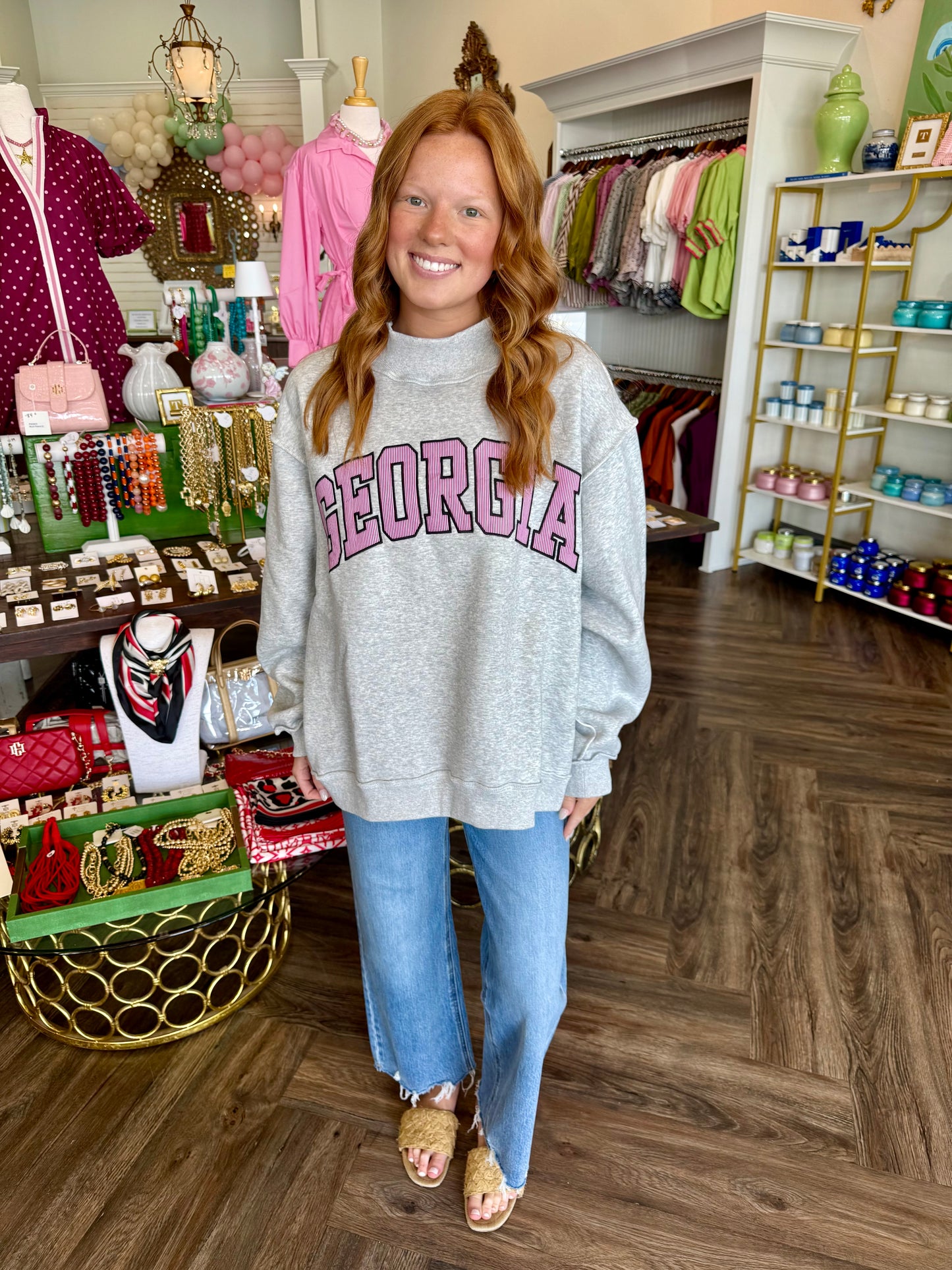 Red Pinstripe Georgia Mockneck
