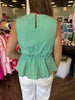 Classy Ruffle Gingham Top: Green
