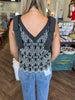 Casie Embroidered Tank: Black