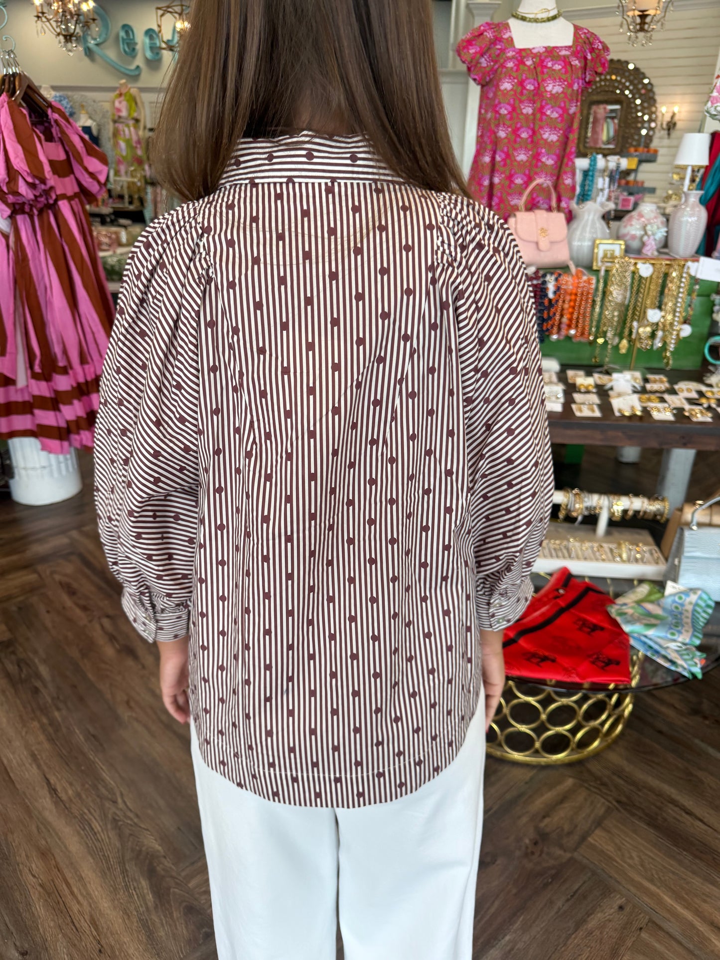 Timeless Dots Top: Brown