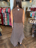 Brown Dot Sleeveless Sweater Midi Dress