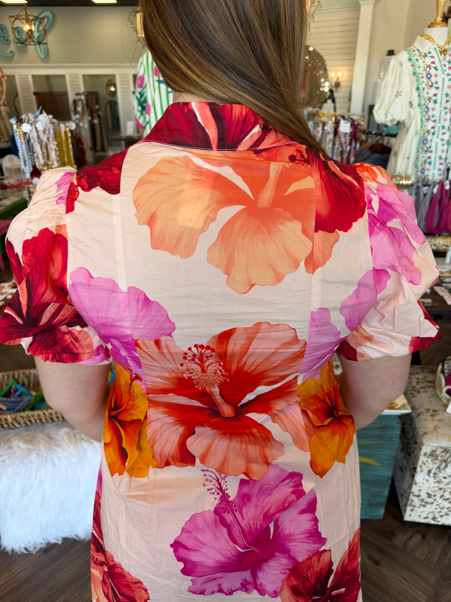 Holly Hibiscus Midi Dress