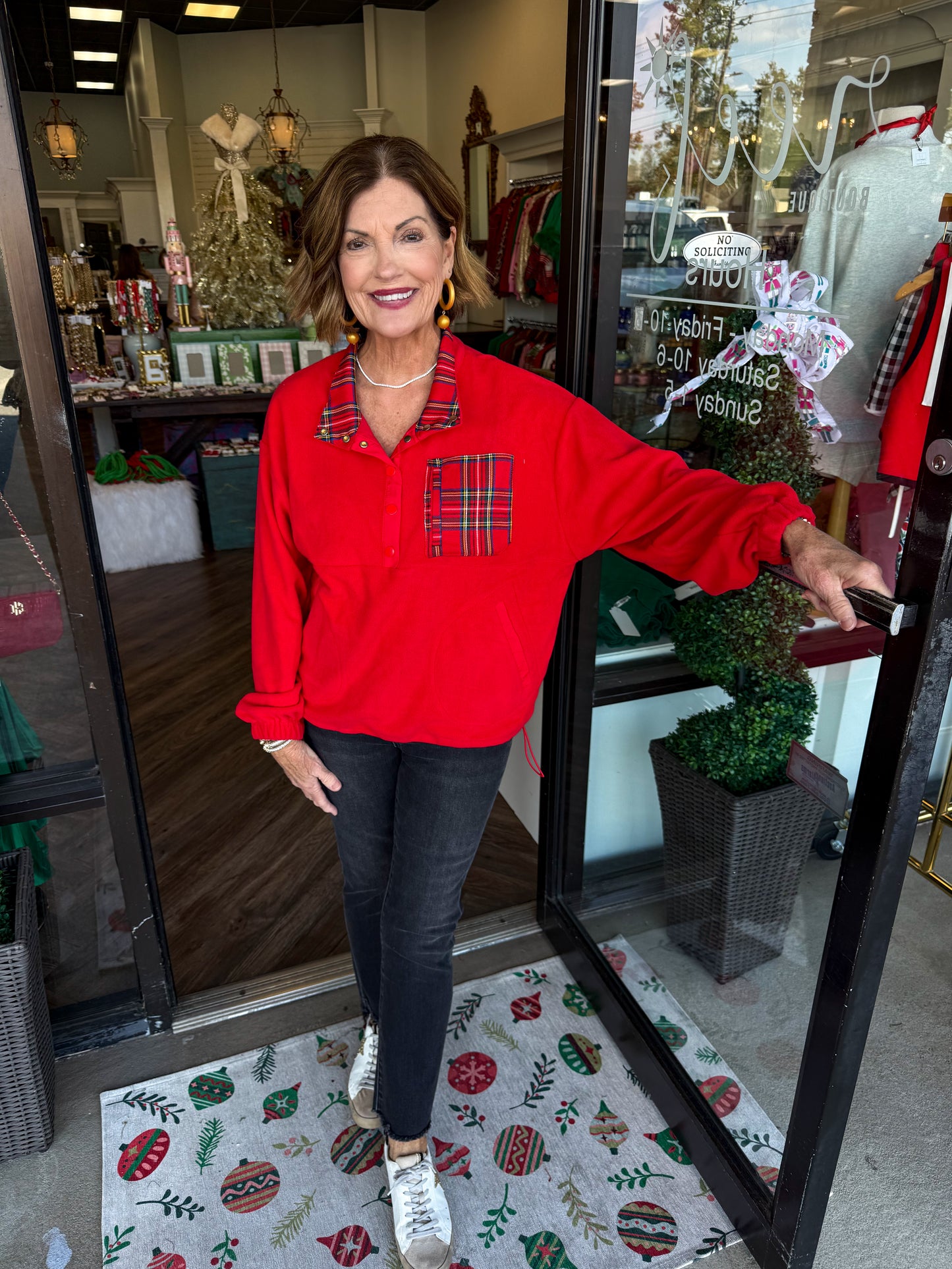 Christmas Button Top