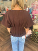 Casie Pleat Top: Brown