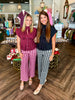 Gingham Check Pants: Burgandy