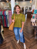 Classy Olive Eyelet Top