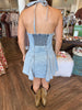 Washed Denim Halter Dress