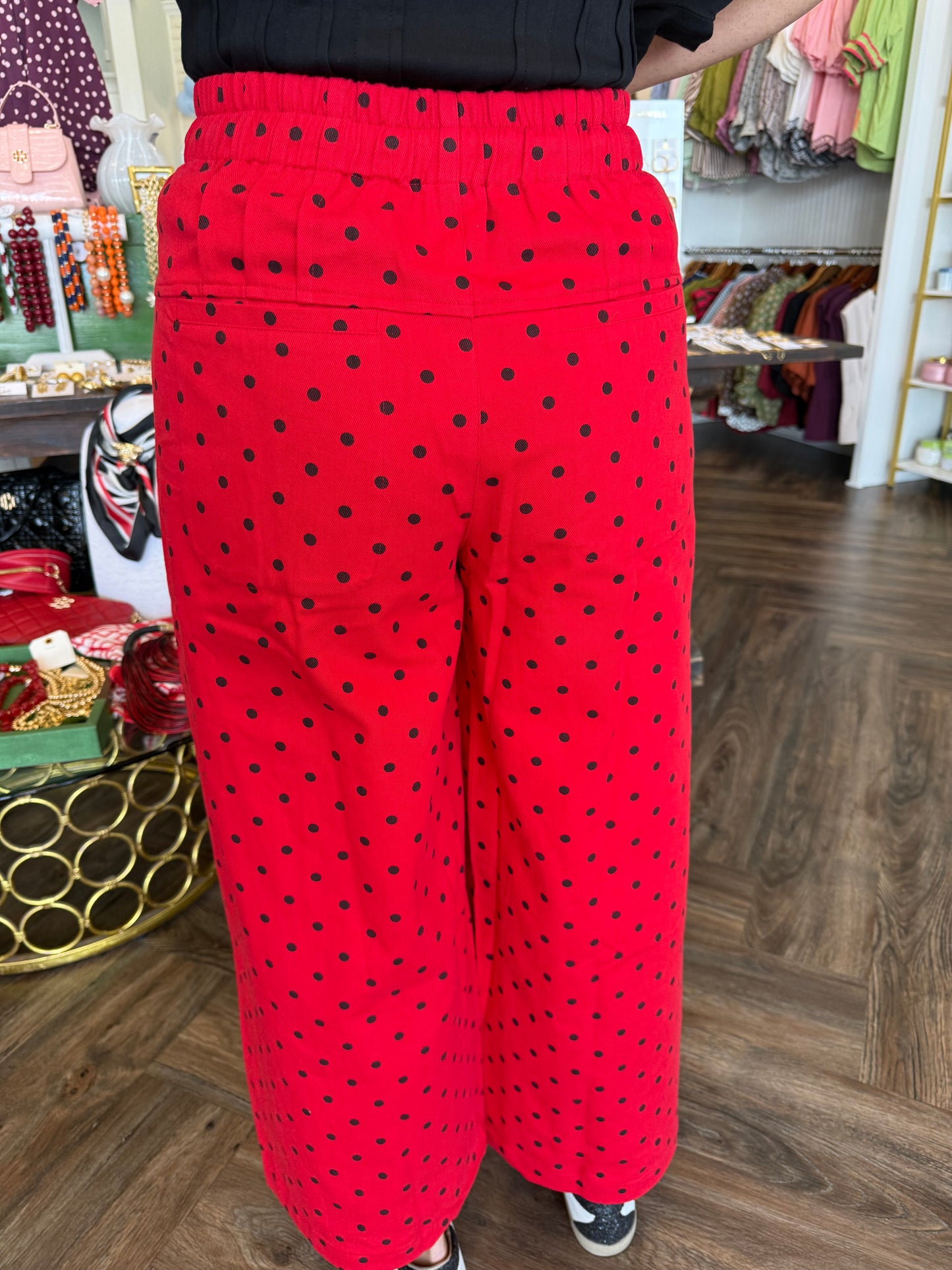 Red and Black Polka Dot Pants
