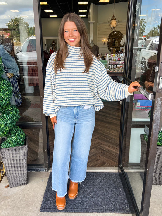 Striped Mockneck Top