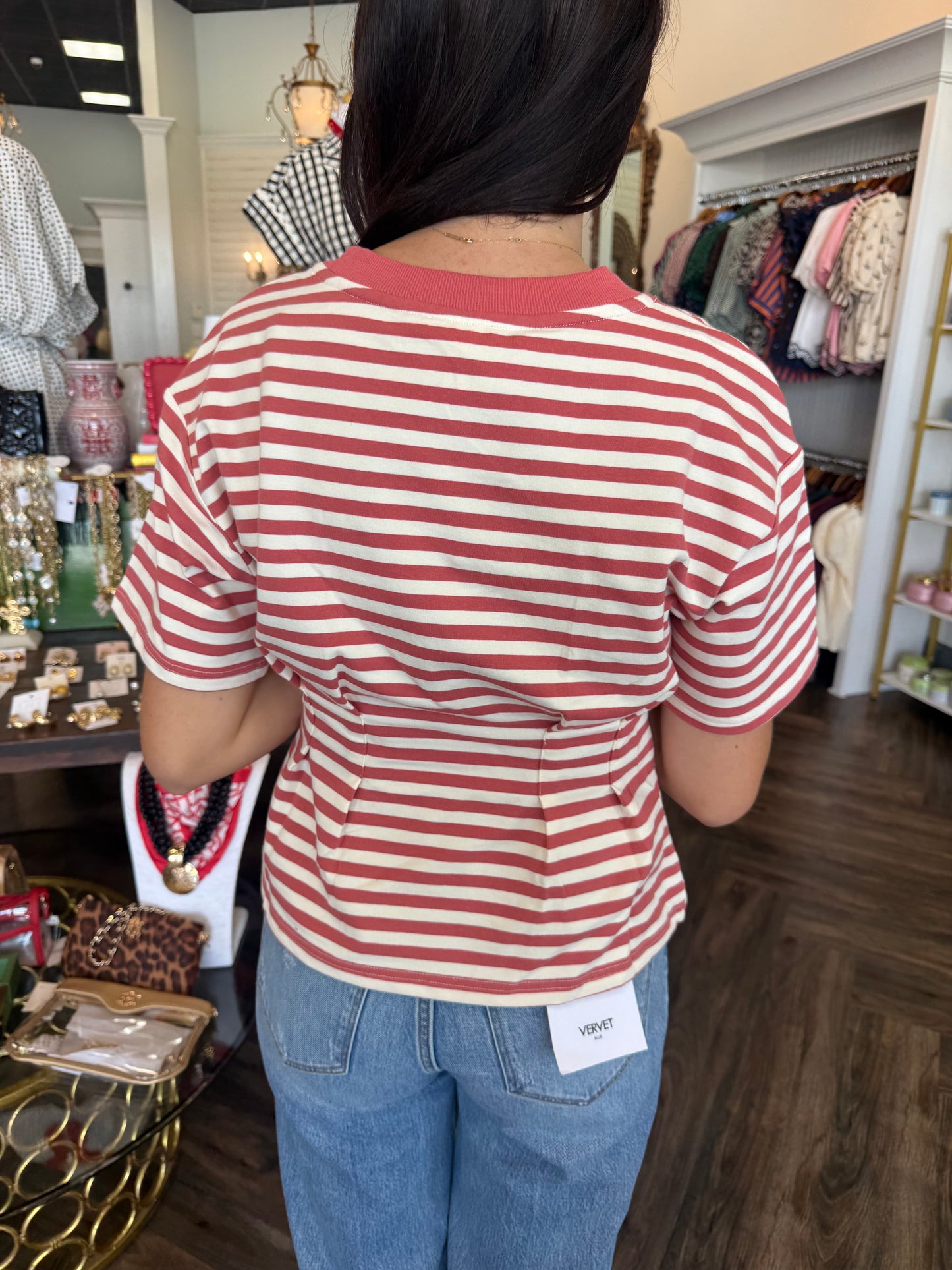 Autumn Peplum Top: Burnt Coral