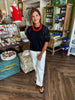 Exposed Stitch Black Top