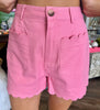 Scalloped Pocket Shorts: Pink