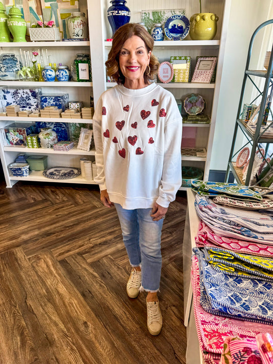 Red Sequin Heart Sweater